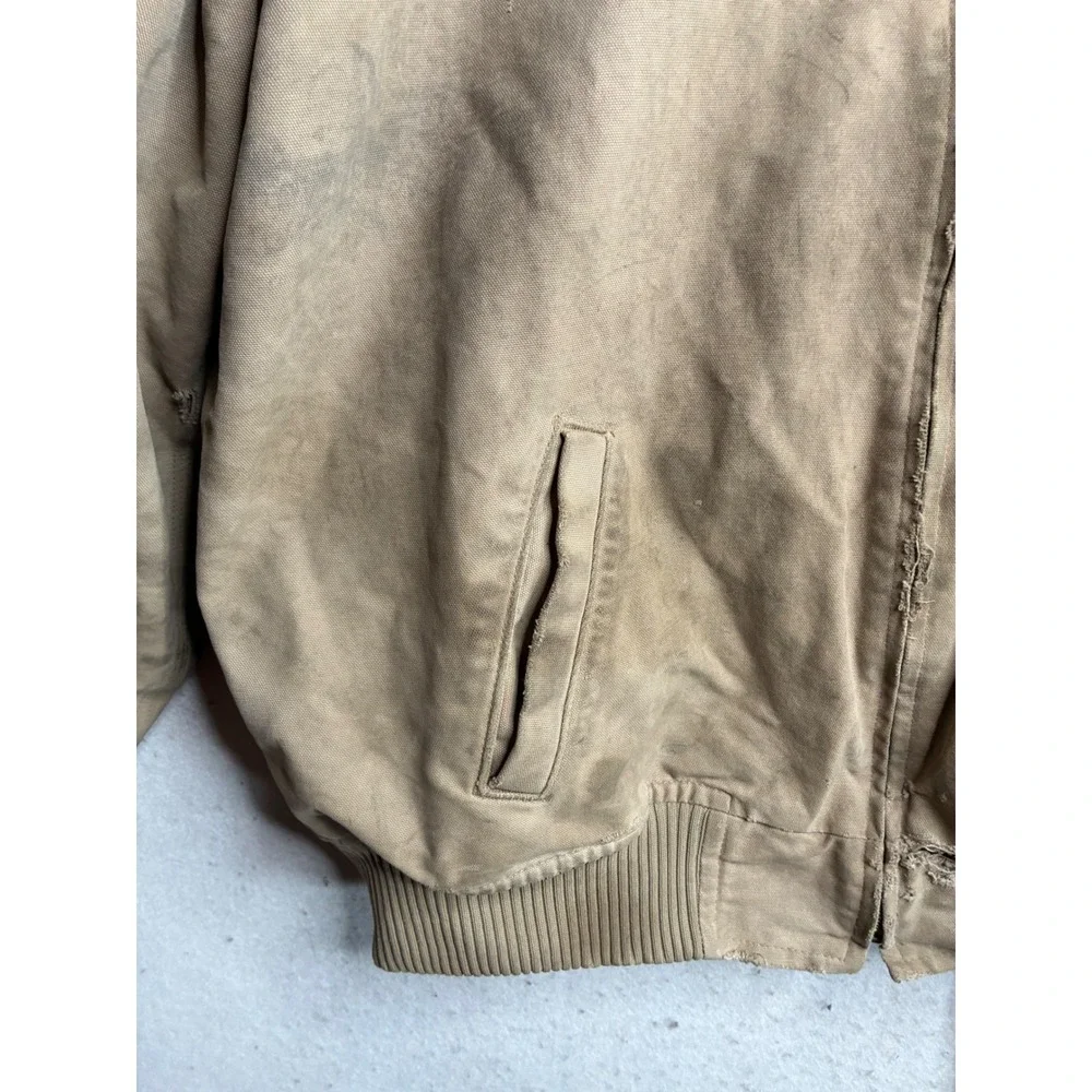 Carhartt J14 Santa Fe Jacket Mens 2XL Tall Tan Duck Canvas Distressed Workwear